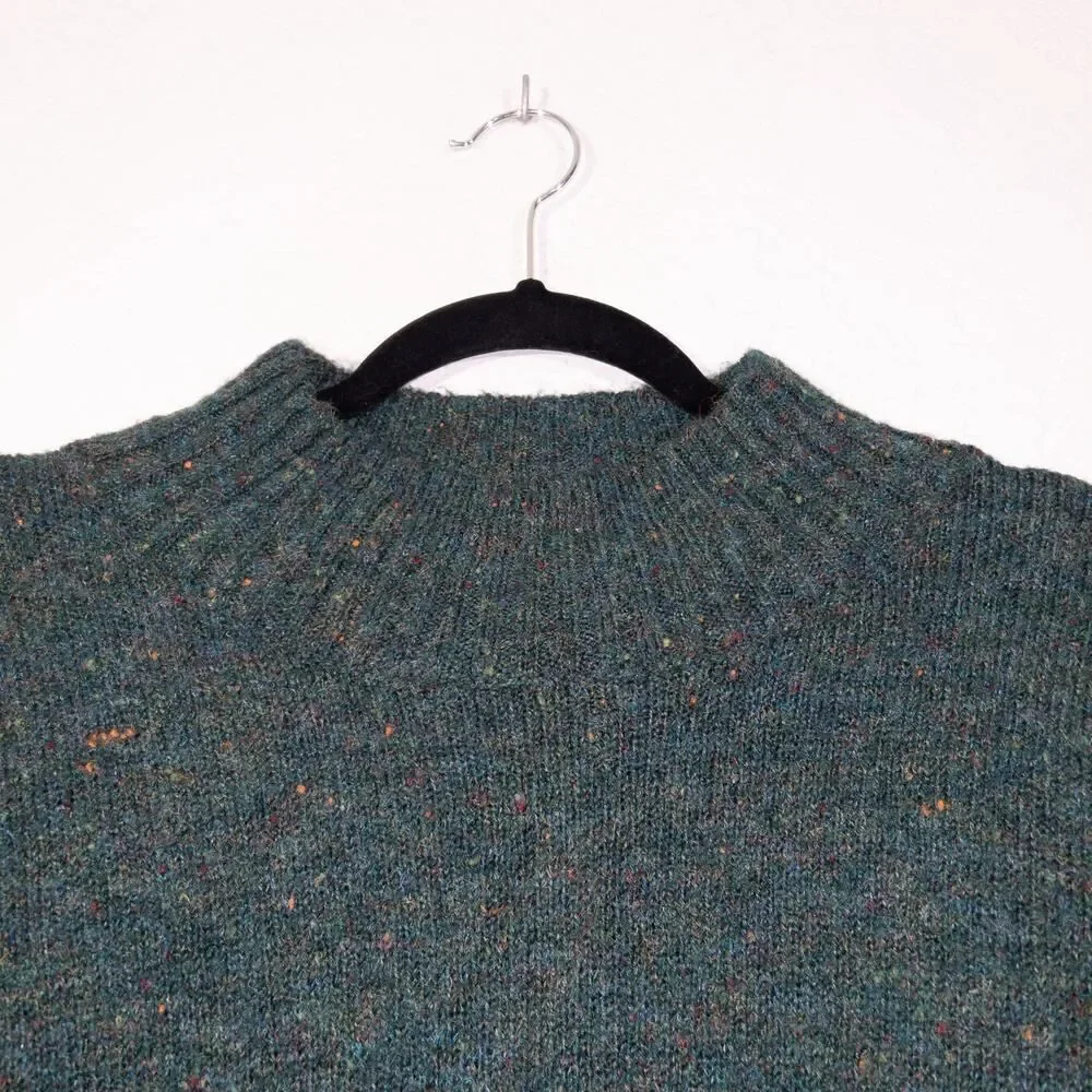 New Well Worn Green Wool Blend Nep Yarn Mock Neck‎ Sweater Size XL